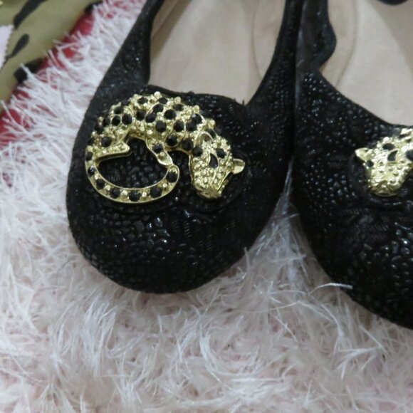 BOGO Antonio Melani Black Sparkle Embellished Jaguar Ballet Flats size 7.5 - Picture 3 of 10